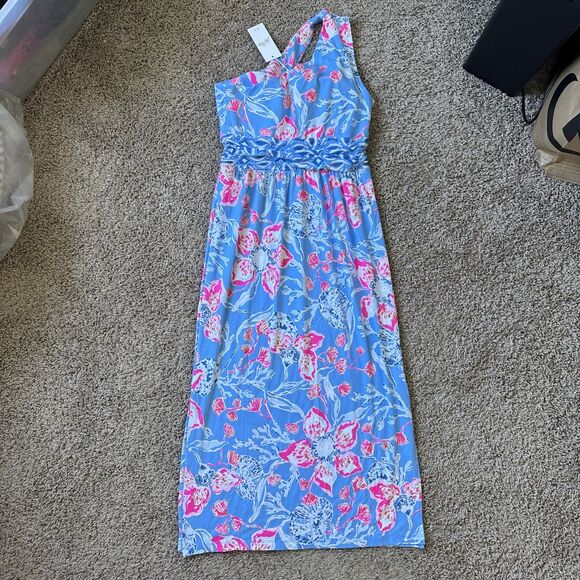Lilly Pulitzer Helina One Shoulder Midi Dress Multi Bahamian Rhapsody Medium New - Picture 6 of 8